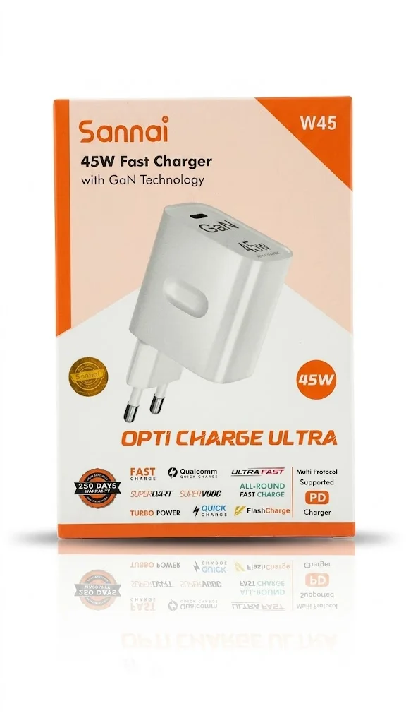 Sannai 45W GaN Fast Charger – USB-C PD Fast Charging Adapter