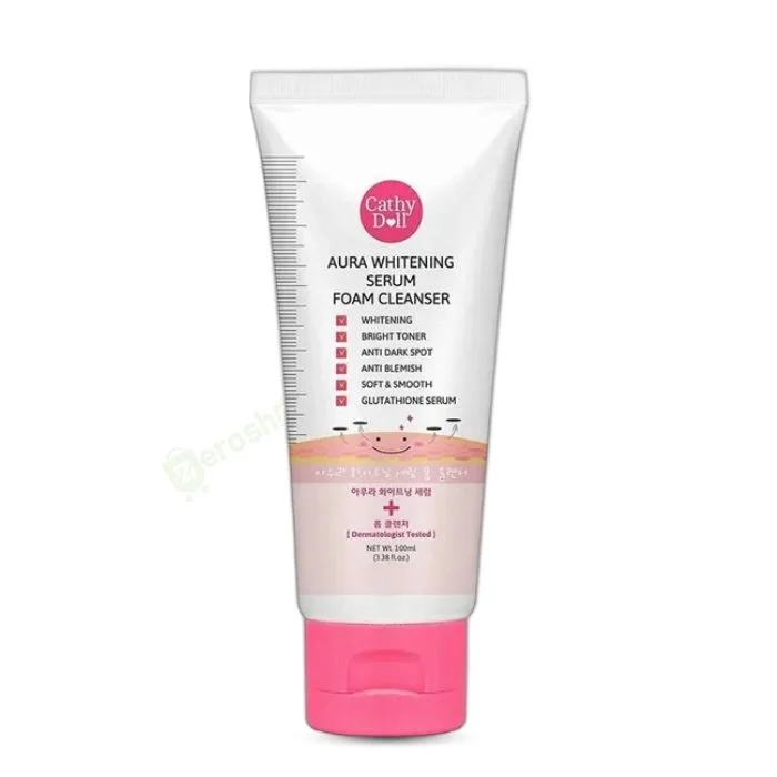 Cathy Doll Aura Whitening Foam Cleanser 100ml – Brightening Face Wash for Glowing Skin