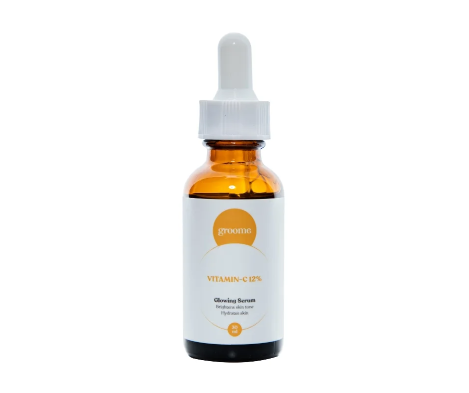 Groome Vitamin-C 12% Glowing Serum | Brightening & Anti-Aging Facial Serum for Radiant Skin