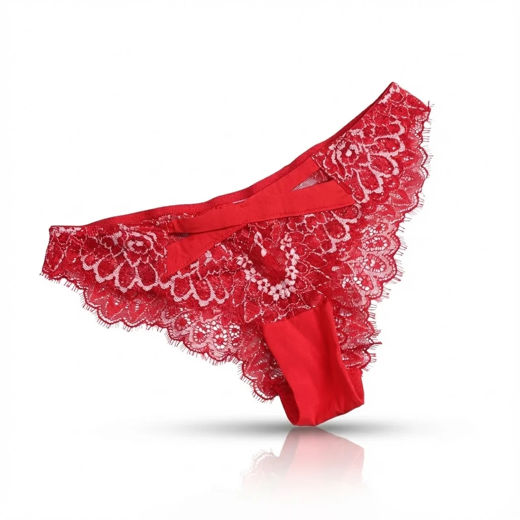 LBT Mid Waist Triangle Lace Panty – Red – Comfortable & Stylish