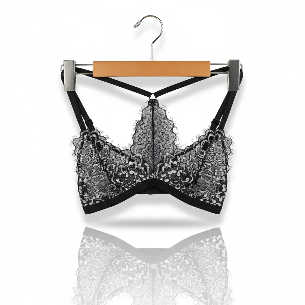 Little Birds Mesh Trim Bralette – Black and Silver – Stylish & Comfortable