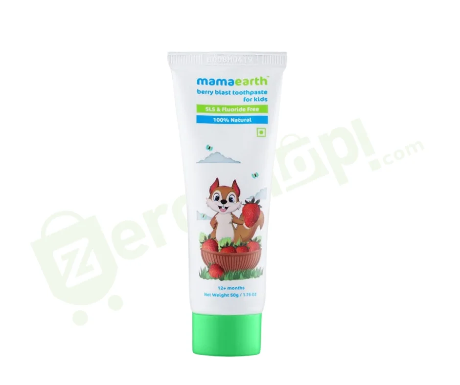 Mamaearth 100% Natural Berry Blast Toothpaste for Kids – Fluoride-Free, Safe & Fun | 50g / 100g