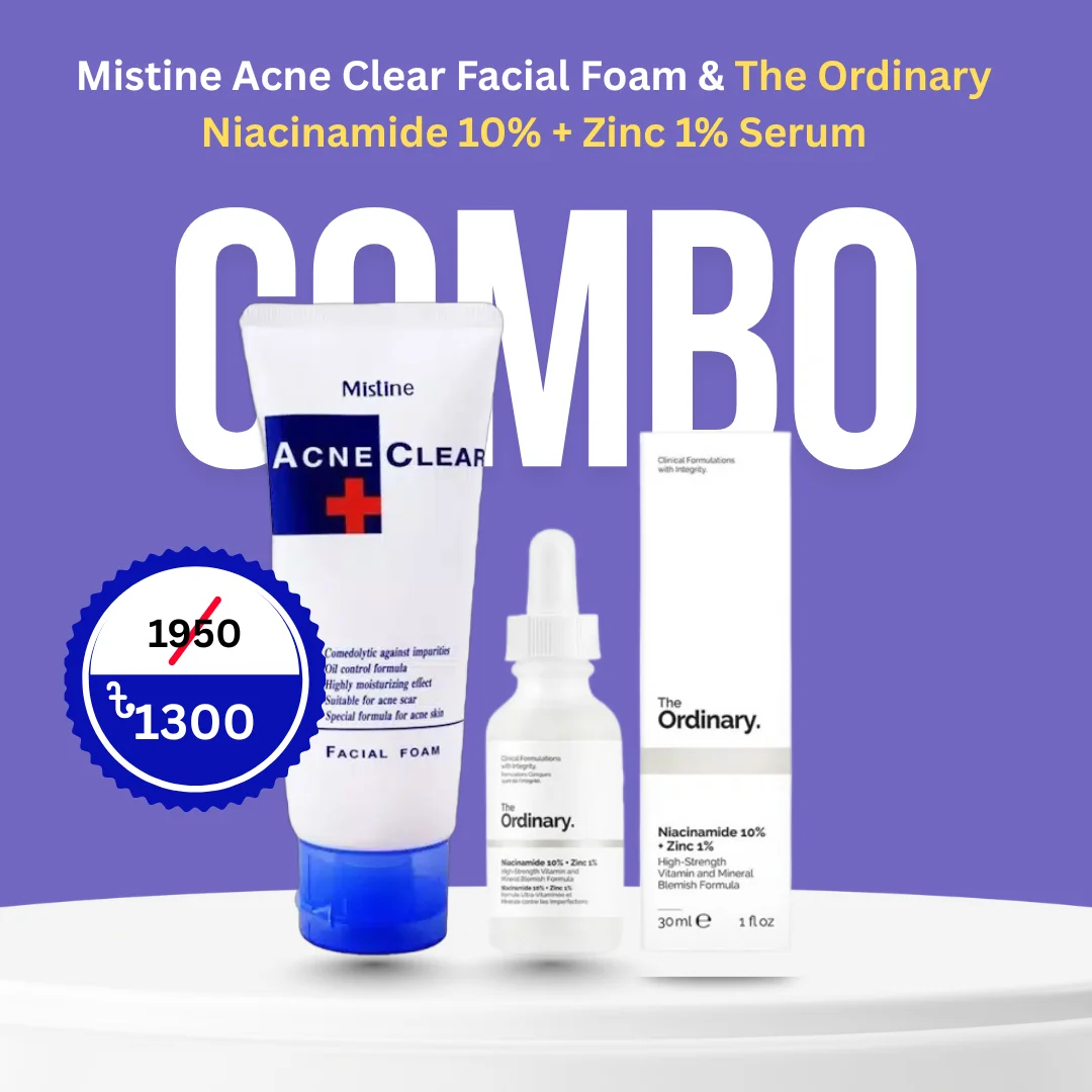 Mistine Acne Clear Facial Foam & The Ordinary Niacinamide 10% + Zinc 1% Serum