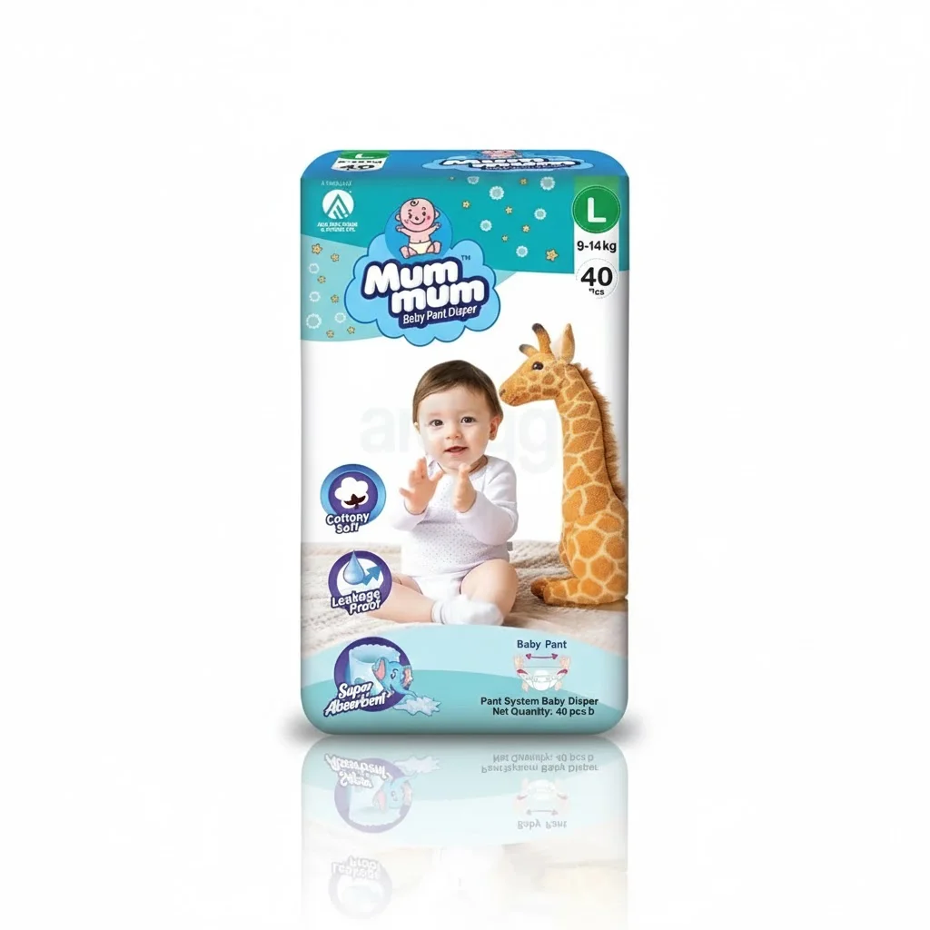 Mum Mum Baby Pant Diaper 40 Pieces L (9–14 kg) – Soft & Absorbent Pull-Up Diapers