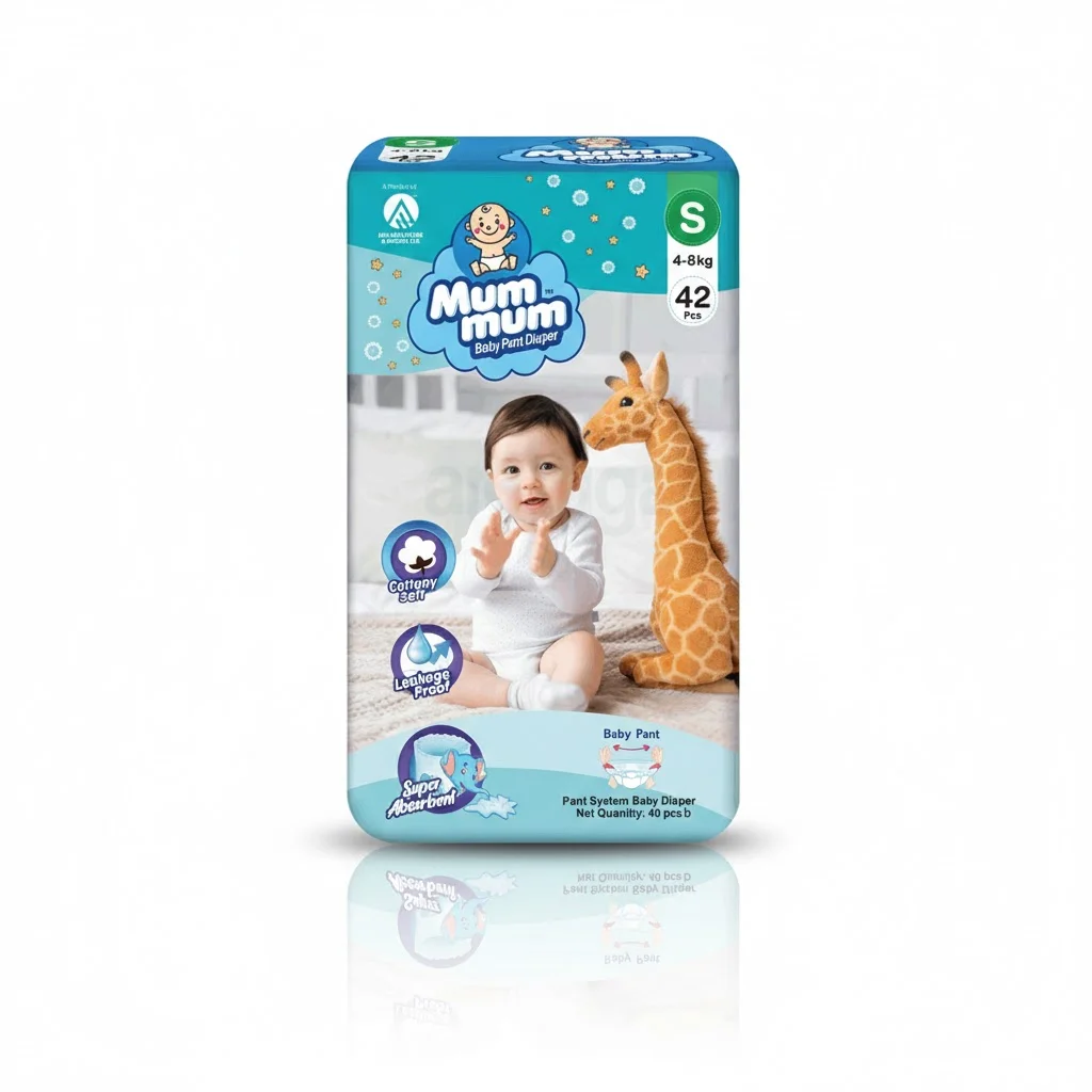 Mum Mum Baby Pant Diaper 42 Pieces S (4–8 kg) – Soft & Absorbent Pull-Up Diapers