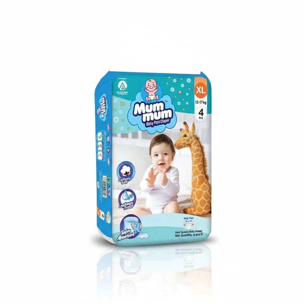 Mum Mum Baby Pant Diaper XL 4 Pieces (12–17 kg) – Easy Wear & Leak Protection