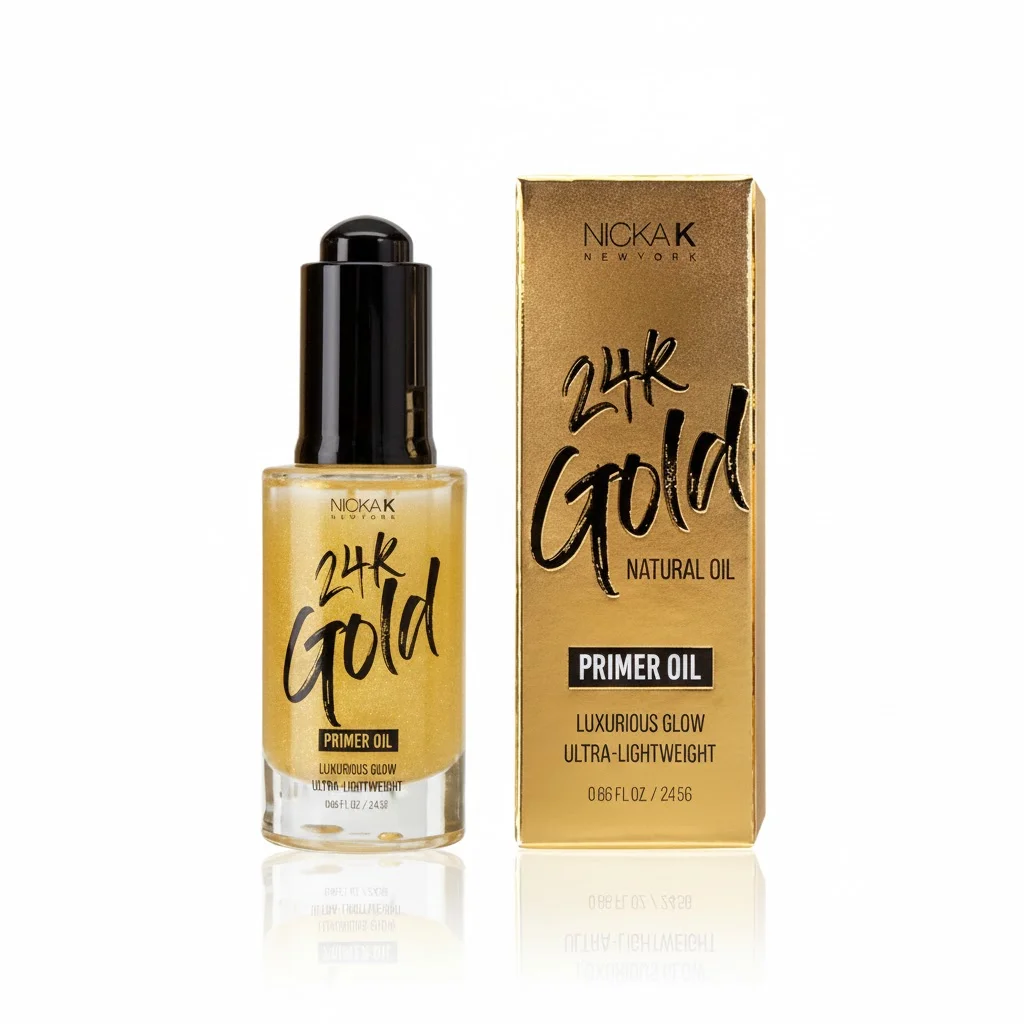 NICKA K 24K Gold Primer Oil 24.5gm – Hydrating & Radiance Boosting Makeup Base