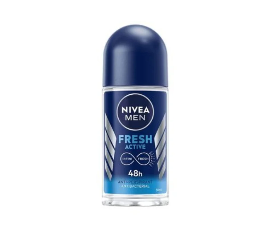 Nivea Men Fresh Active Anti-Perspirant Roll On Deodorant – 50ml | 48-Hour Sweat & Odor Protection