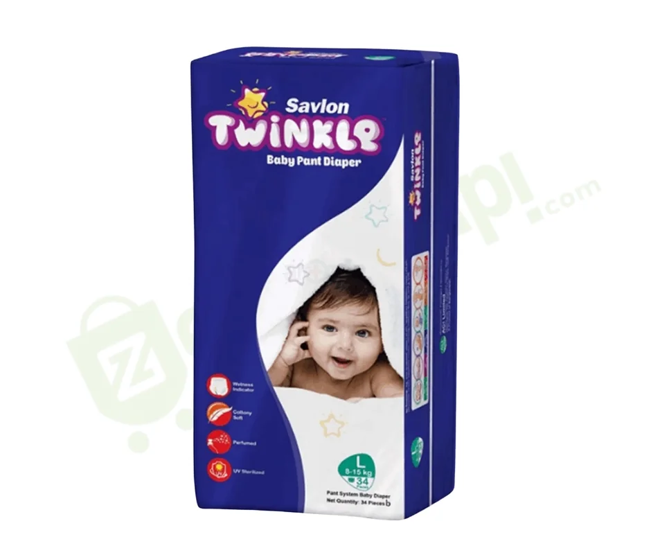 Savlon Twinkle Baby Pant Diaper Large – 34 pcs (8–15 kg)