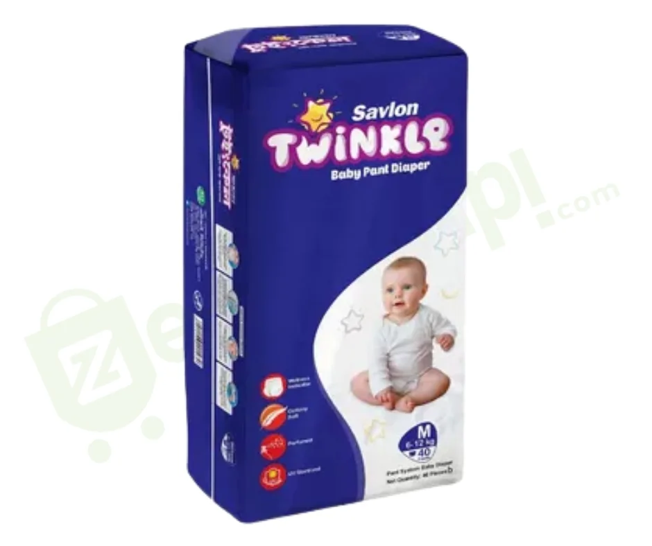 Savlon Twinkle Baby Pant Diaper M (6–12 kg) – 40 pcs