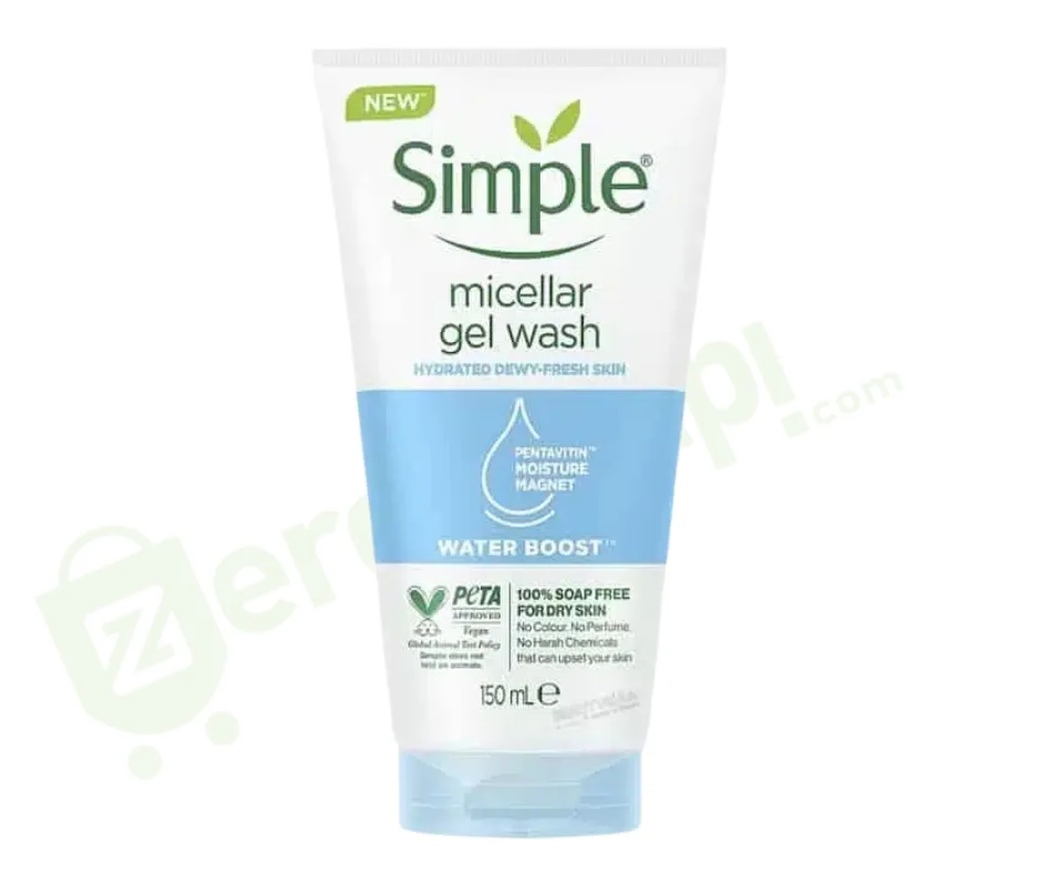 Simple Water Boost Micellar Facial Gel Wash – 150ml | Hydrating & Gentle Face Cleanser