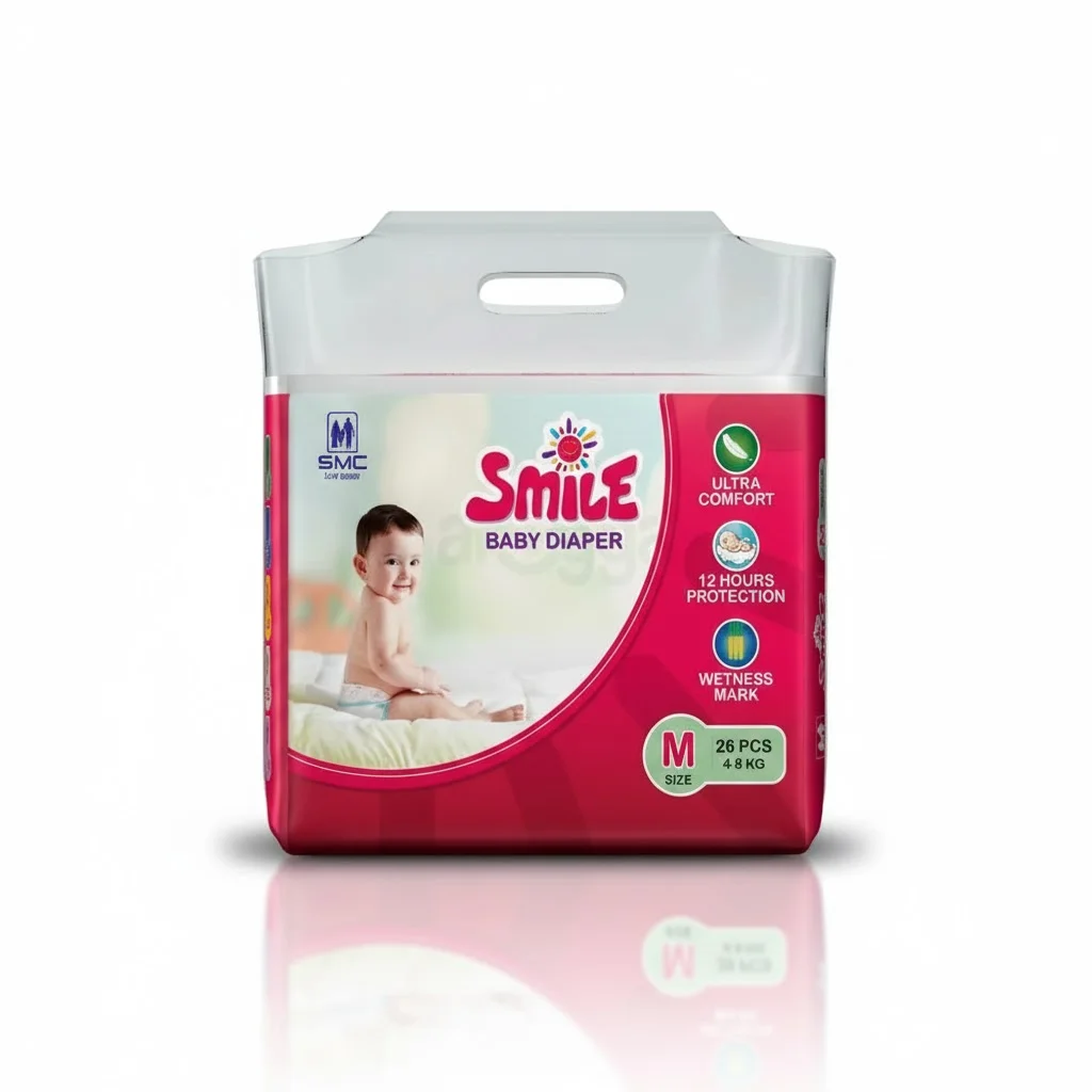 Smile Baby Belt Diaper M (26's Pack) – Soft Tape Diapers with Leak Protection