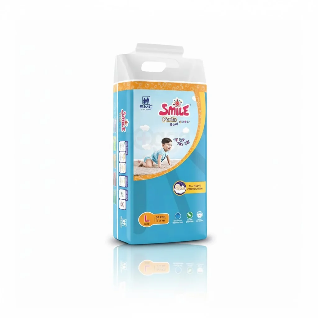 Smile Baby Pants Diaper L (34's Pack) – Soft Pull-Up Diapers for Active Babies