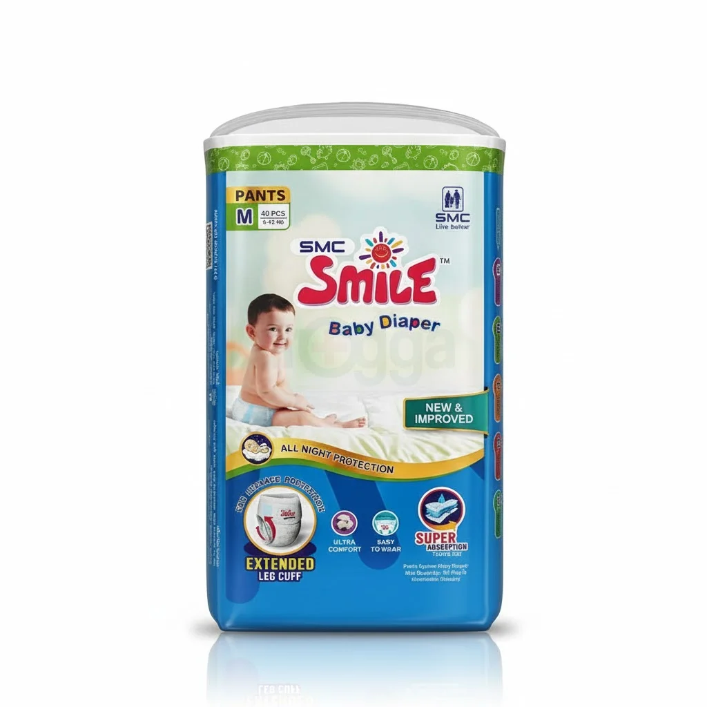 Smile Baby Pants Diaper M (40's Pack) – Soft Pull-Up Diapers for Growing Babies