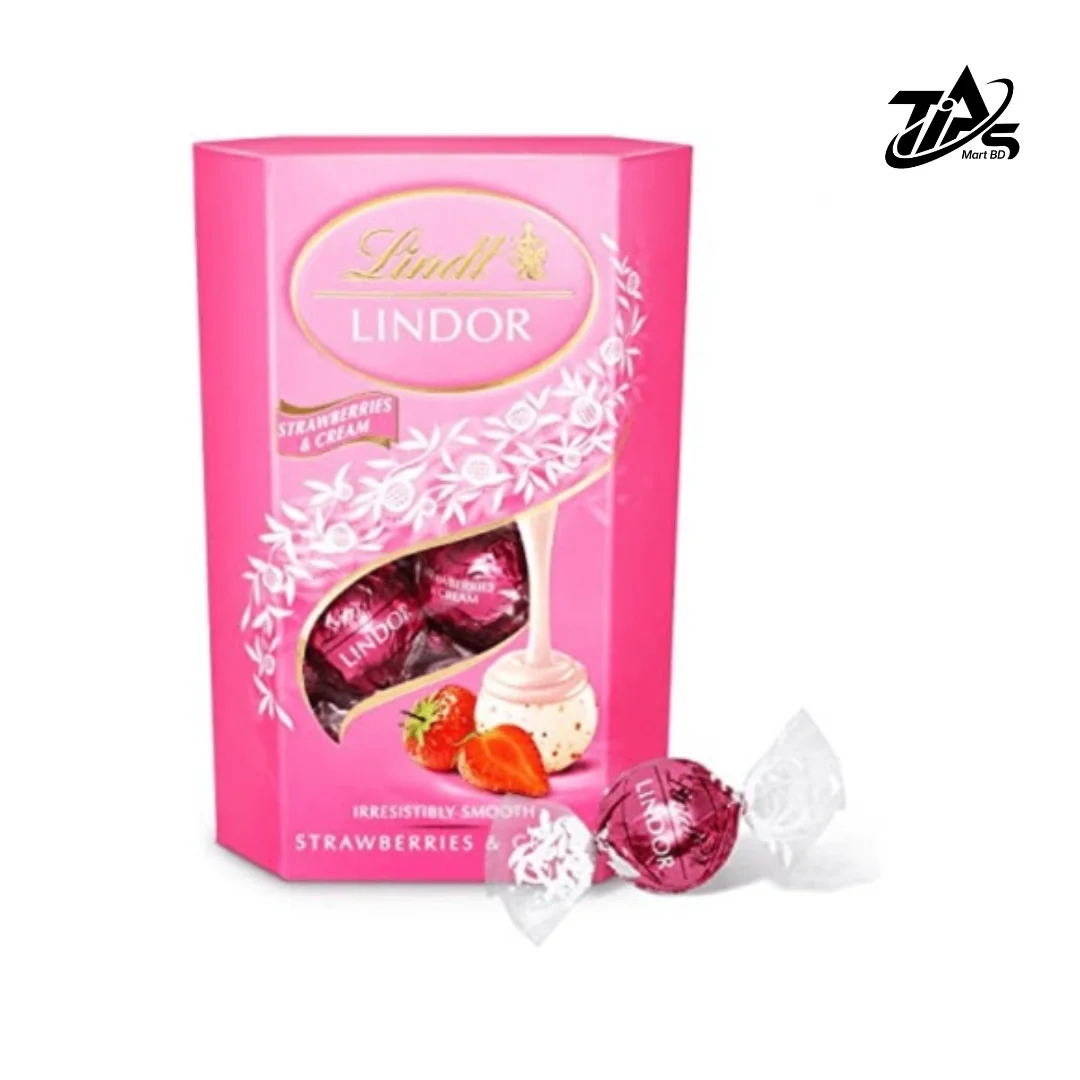 Lindt Lindor Strawberries & Cream Chocolate Truffles Box 200g