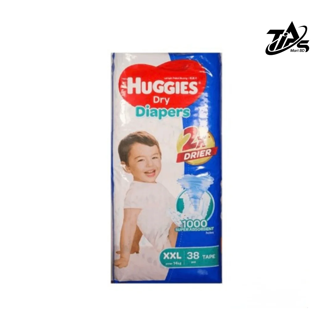 Huggies Dry Diapers XXL, 38 pcs pack, Nappy Size: Over 14 kg