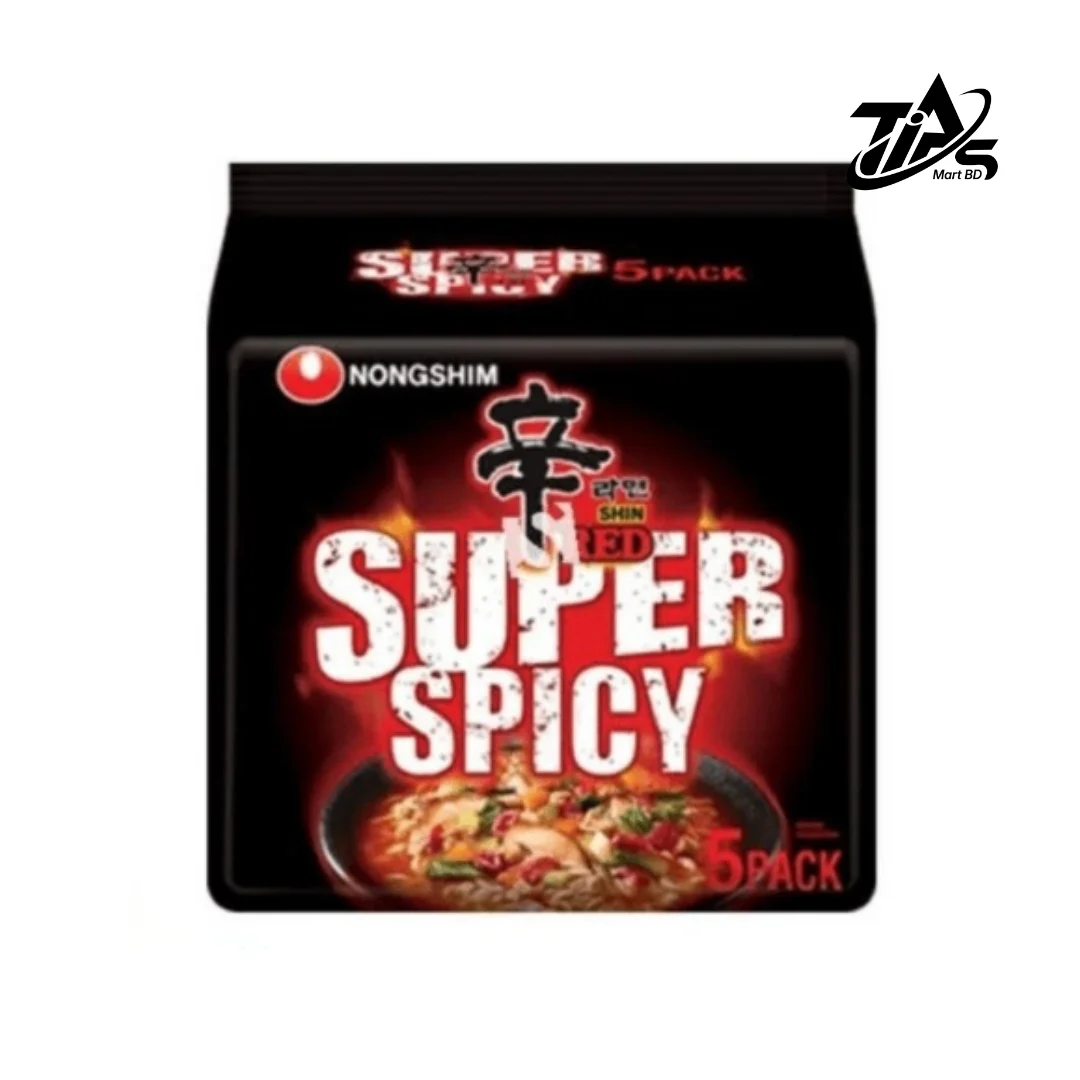 Nongshim Shin Ramyun Red Super Spicy Noodles, 5 pcs pack