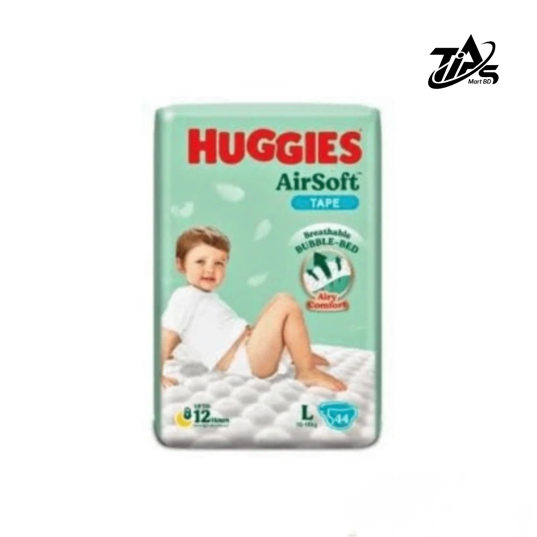 Huggies AirSoft Tape L Belts System, 44pcs pack, Nappy Size: 10 to 15 kg