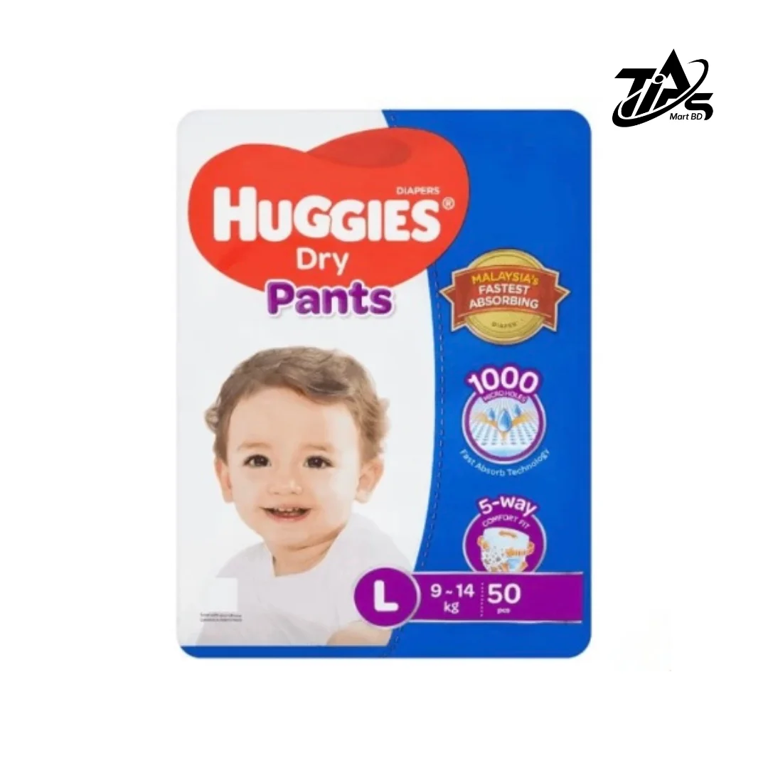 Huggies Dry Pants L, 50pcs pack, Nappy Size: 9 to 14 kg