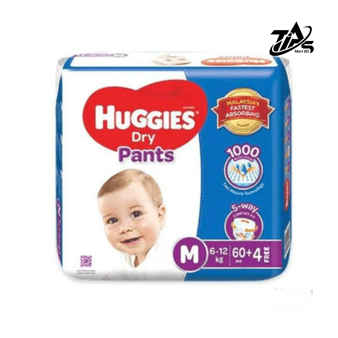 Huggies Dry Pants M, 64pcs pack, Nappy Size: 6 to 12 kg