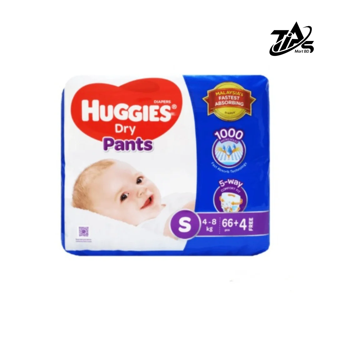 Huggies Dry Pants S, 70pcs pack, Nappy Size : 4 to 8 kg