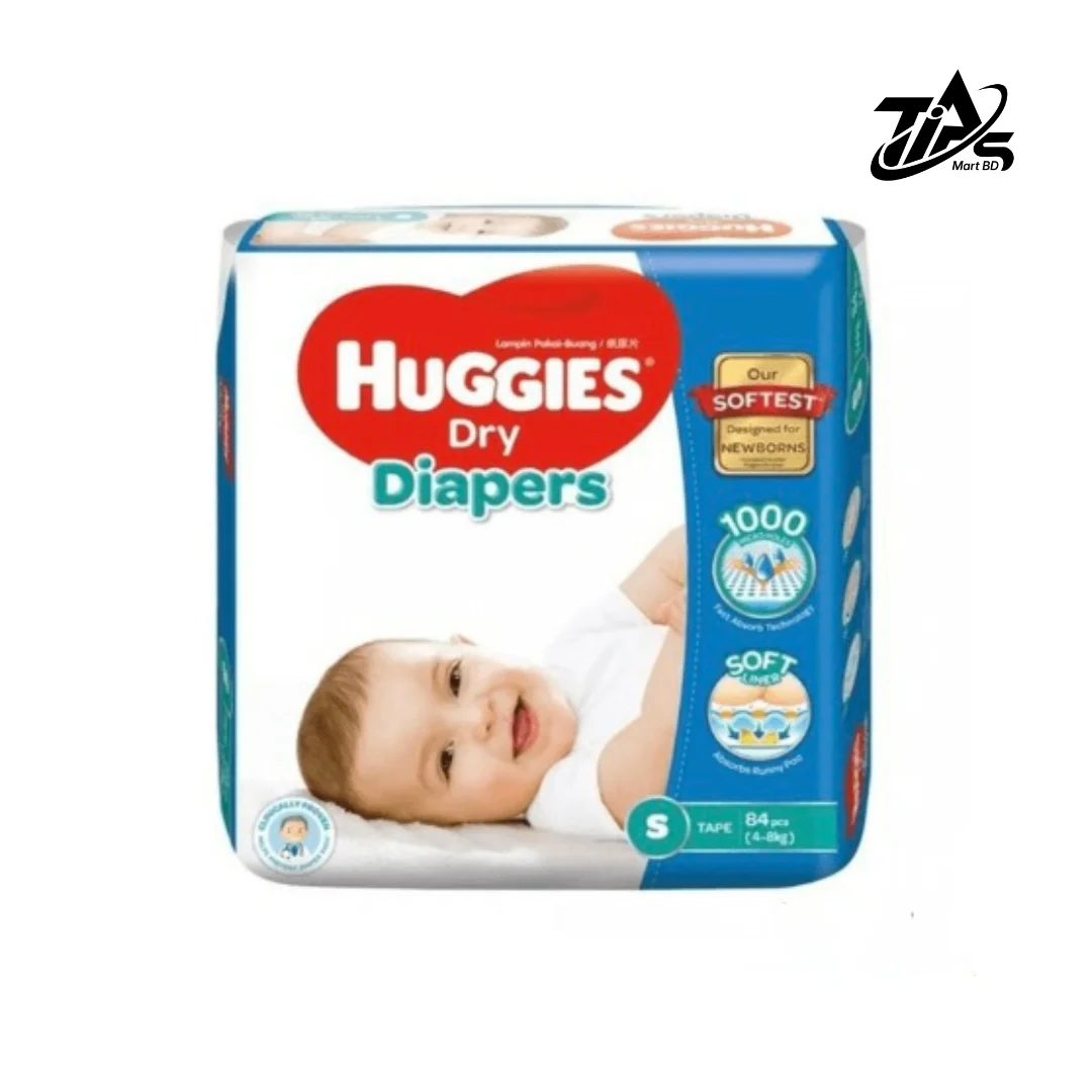 Huggies Dry Diapers S, 84pcs pack, Nappy Size: 4 to 8 kg