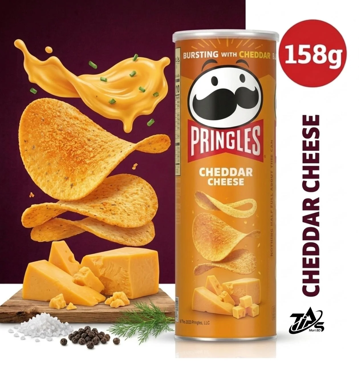 Pringles Cheddar Cheese, 158g image 2