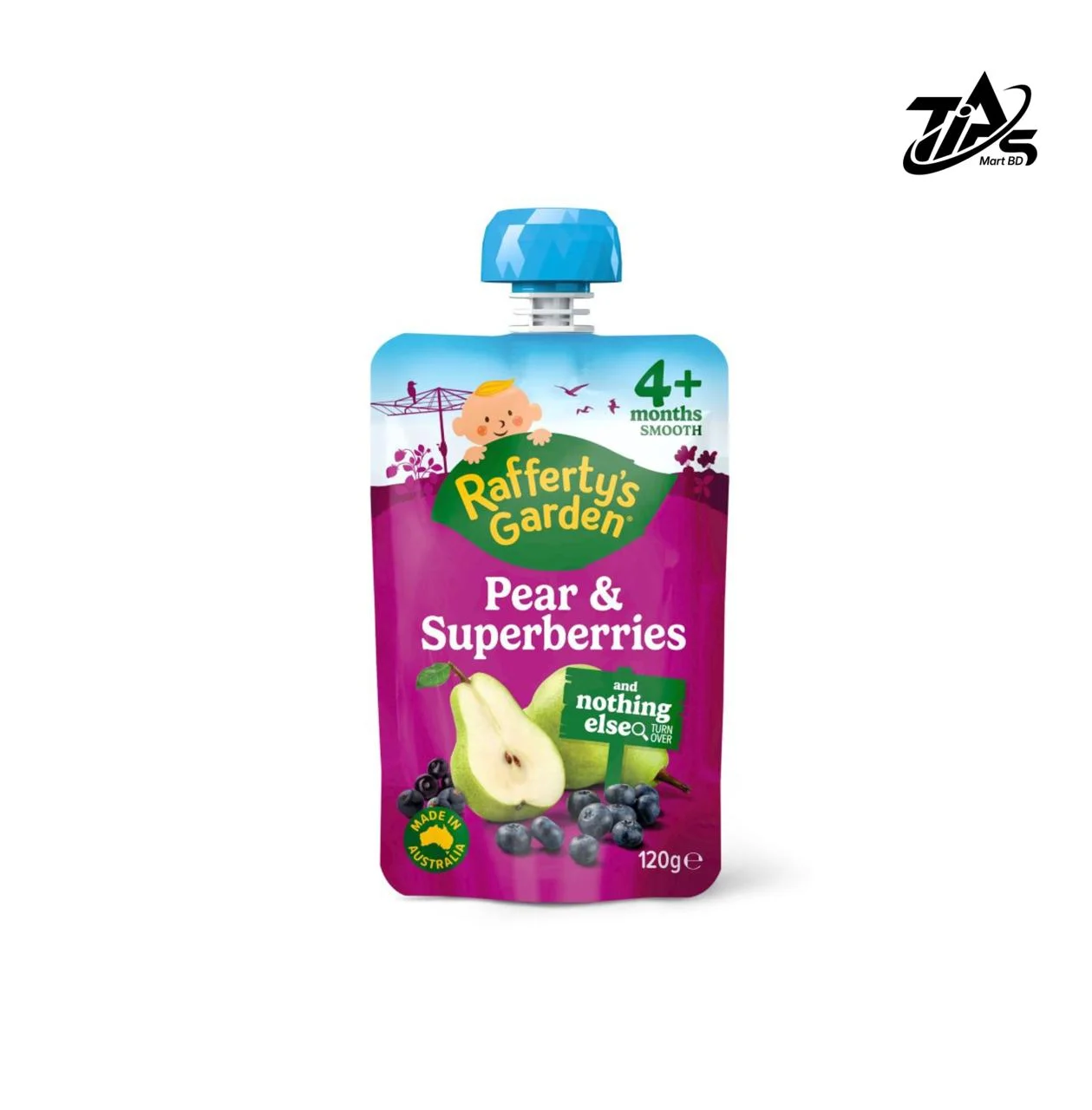Rafferty's Garden Pear & Superberries Baby Food Pouch 4+ Months, 120g