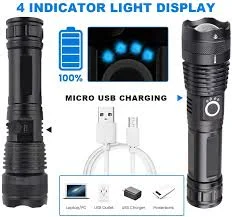Rechargeable Zoom LED Flashlight USB Torch Light