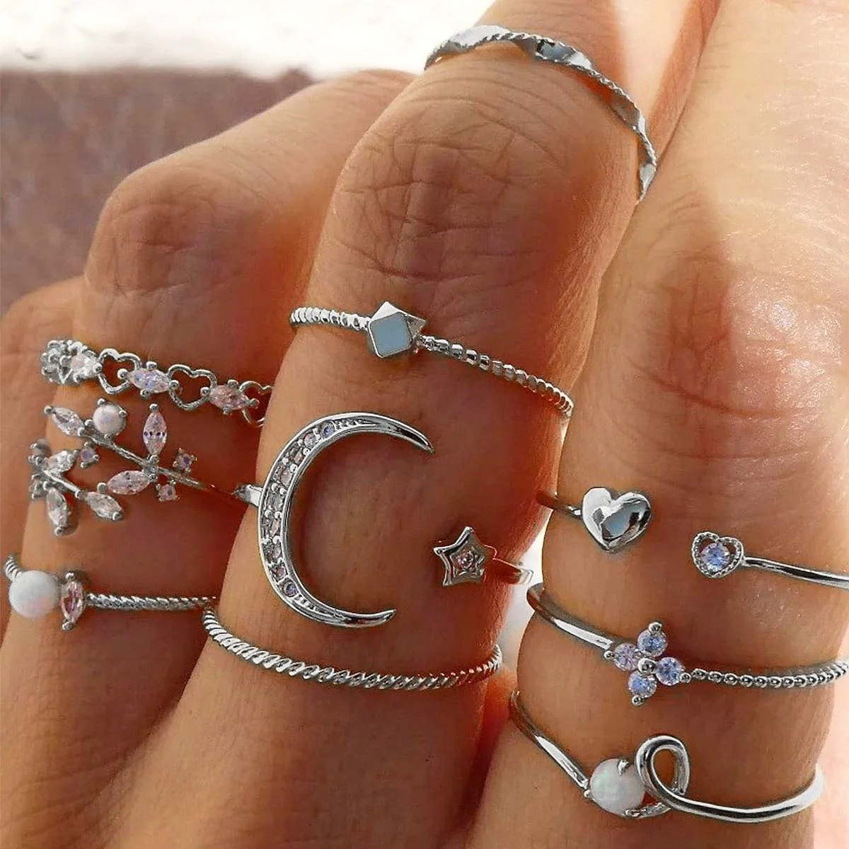 9 piece fashion ring set for women