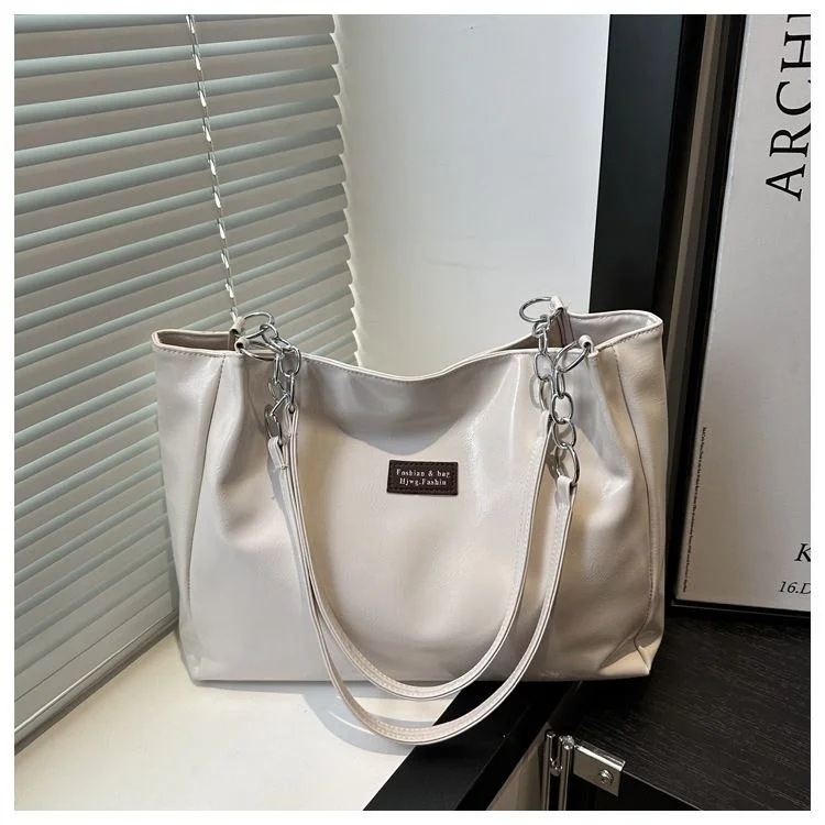 Women's Glossy PU Leather Tote Shoulder Bag with Cute Bear Charm image 2