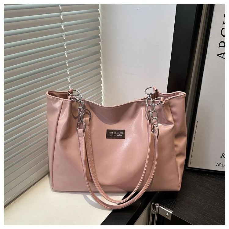 Women's Glossy PU Leather Tote Shoulder Bag with Cute Bear Charm image 5