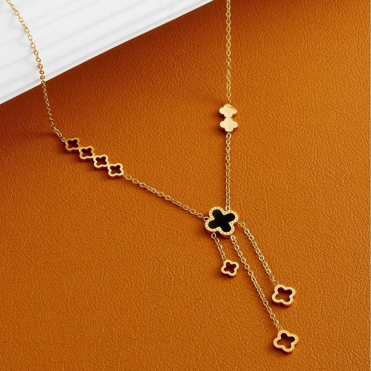 Elegant Clover Stainless Steel Pendant Necklace image 2