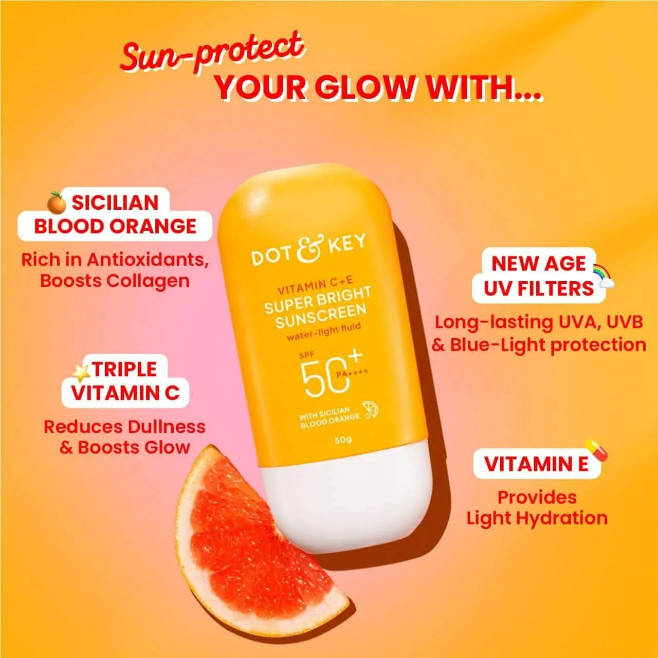 Dot & Key Vitamin C + E Blood Orange Sunscreen SPF 50 PA++++ image 4