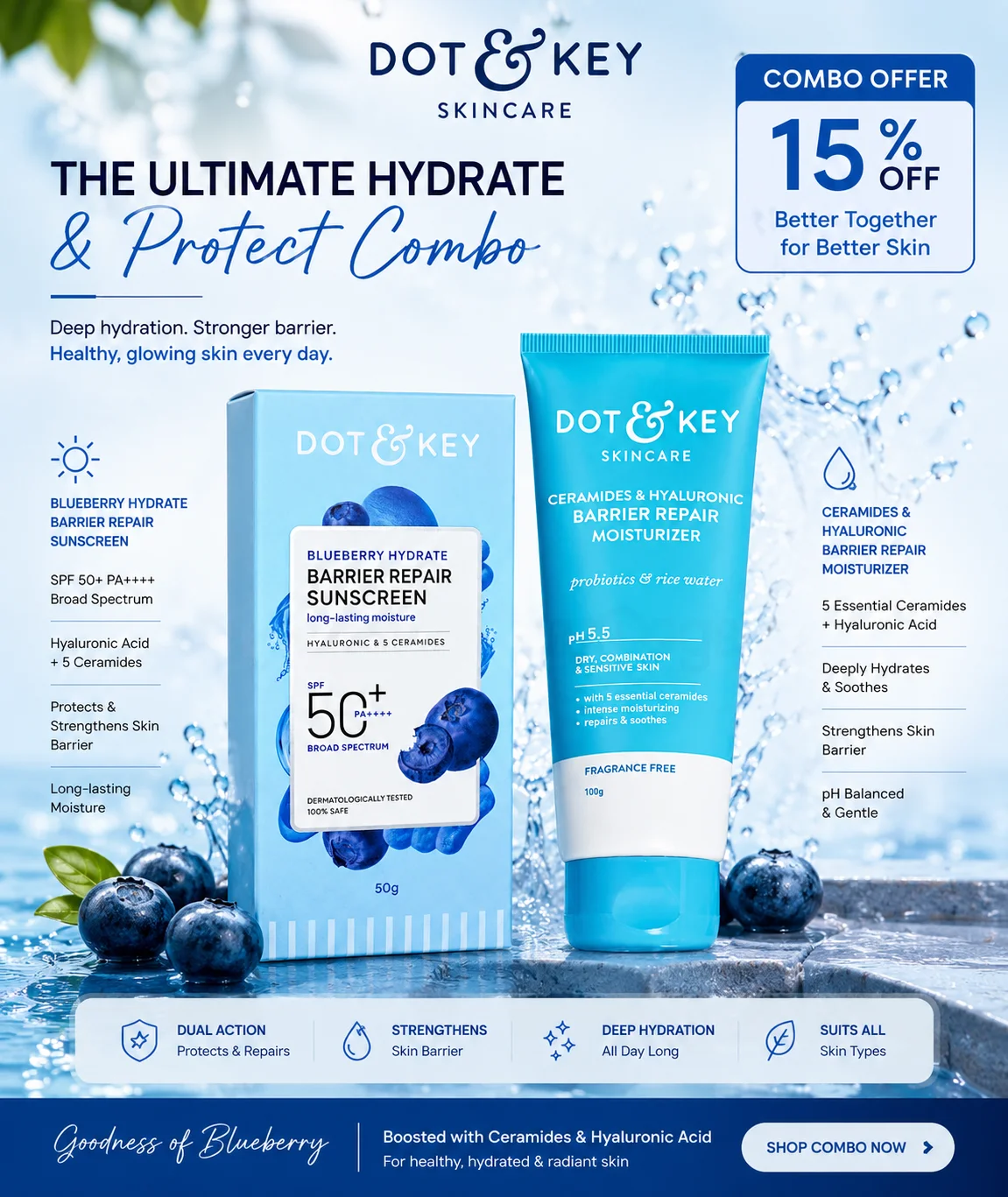 Dot & Key Blueberry Sunscreen & Blueberry Moisturizer Combo