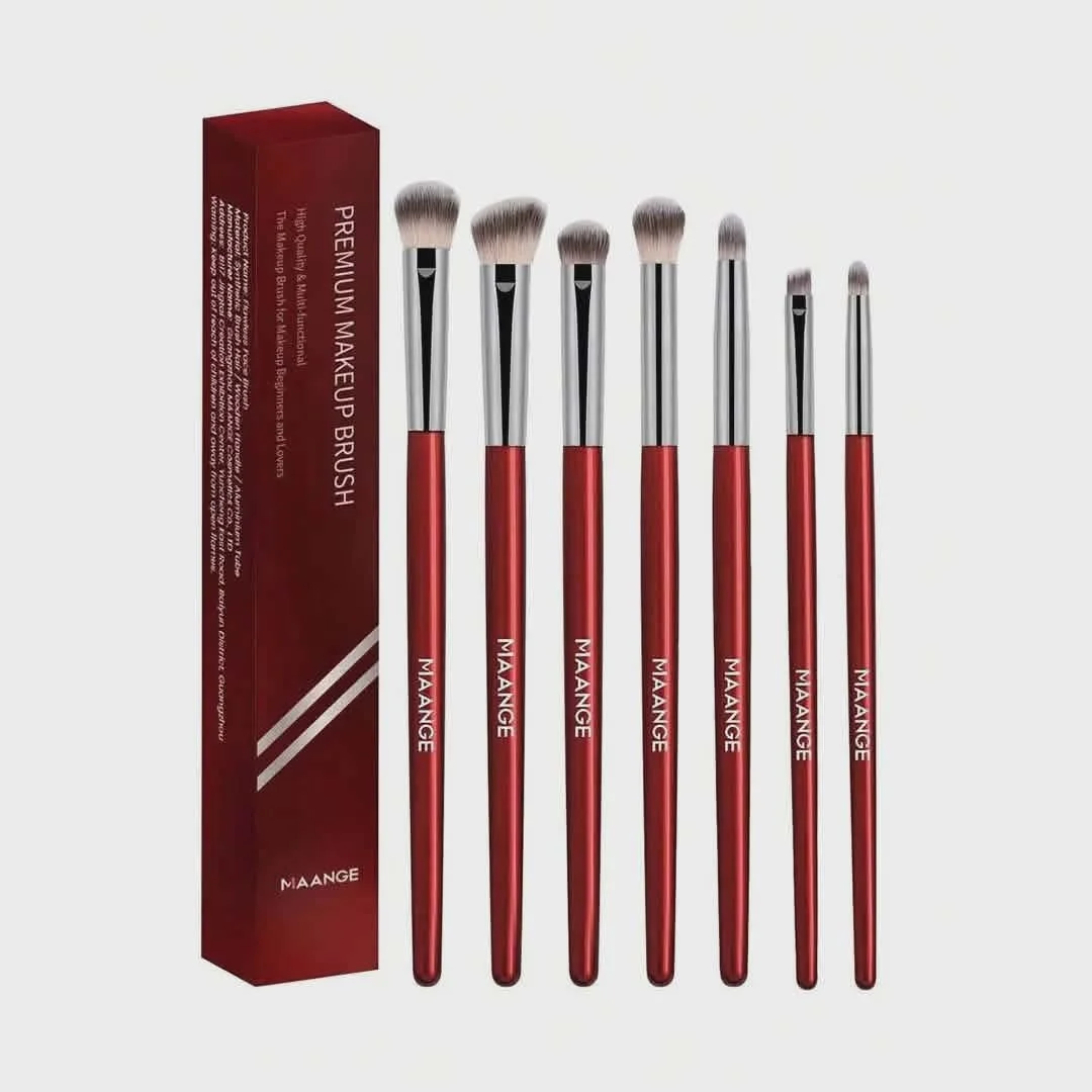 MAANGE 7-Piece Red Makeup Brush Set image 2