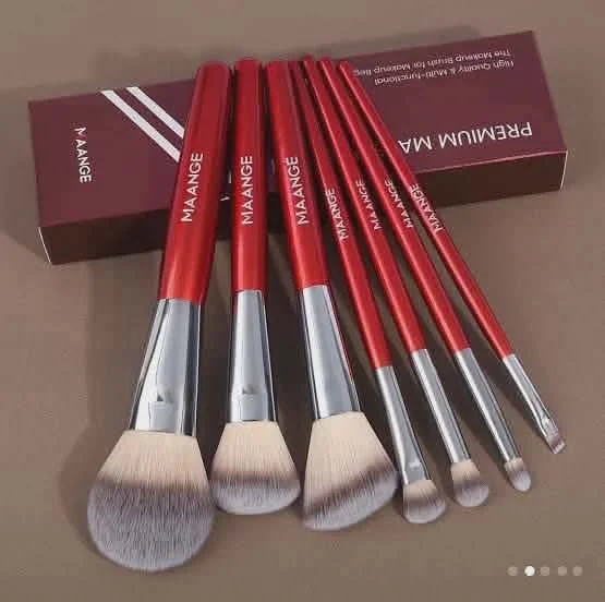 MAANGE 7-Piece Red Makeup Brush Set
