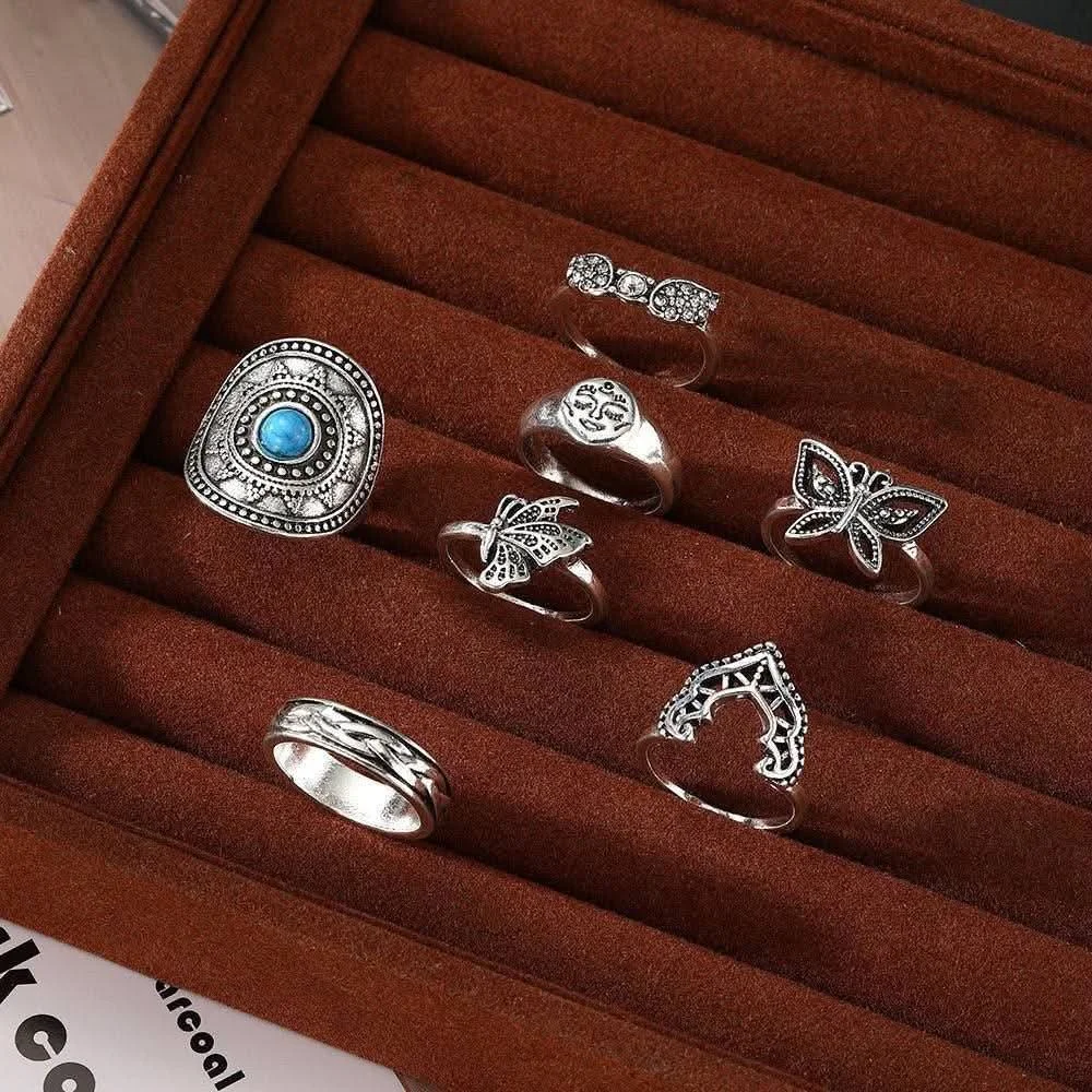 Ethnic design silver ring set image 2