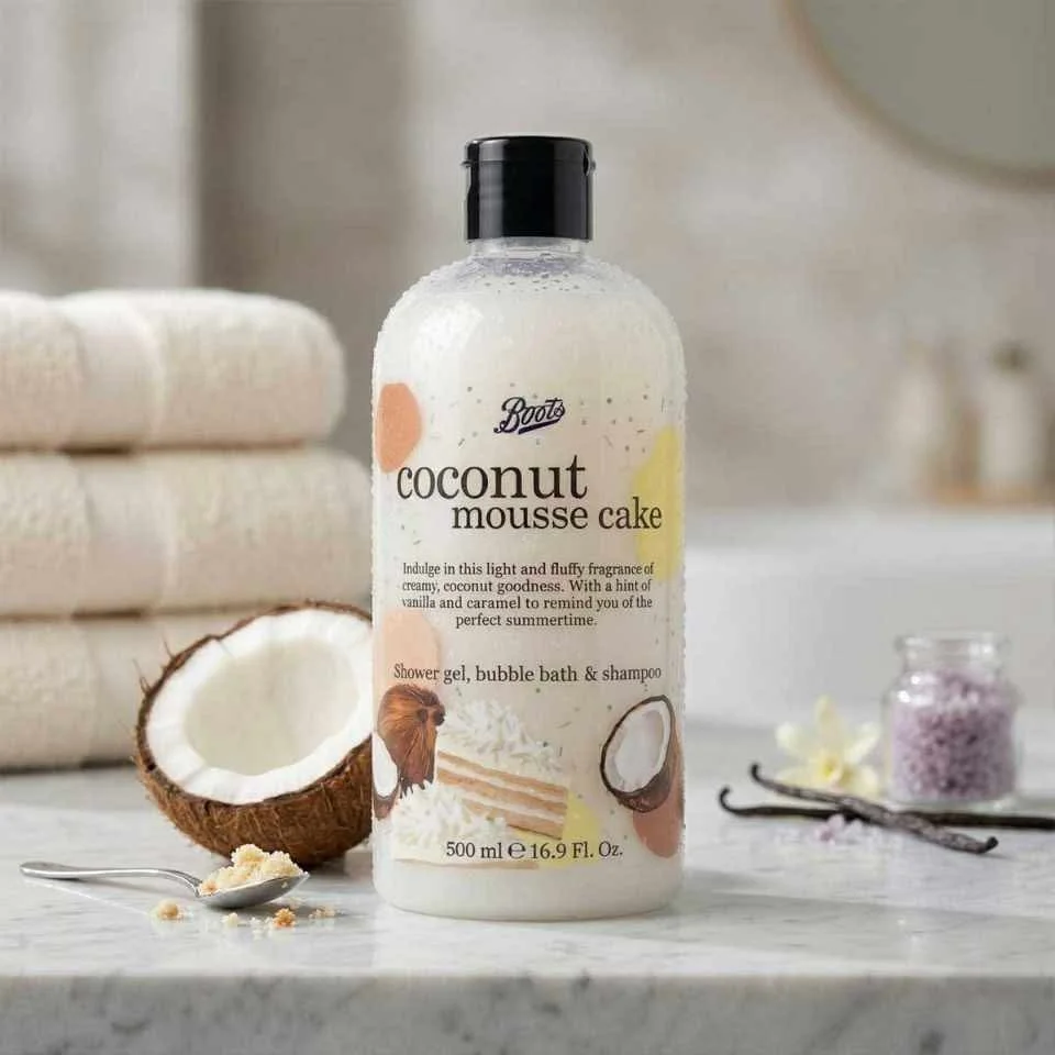 Boots Coconut 3-in-1 Shower Gel, Bubble Bath & Shampoo image 1