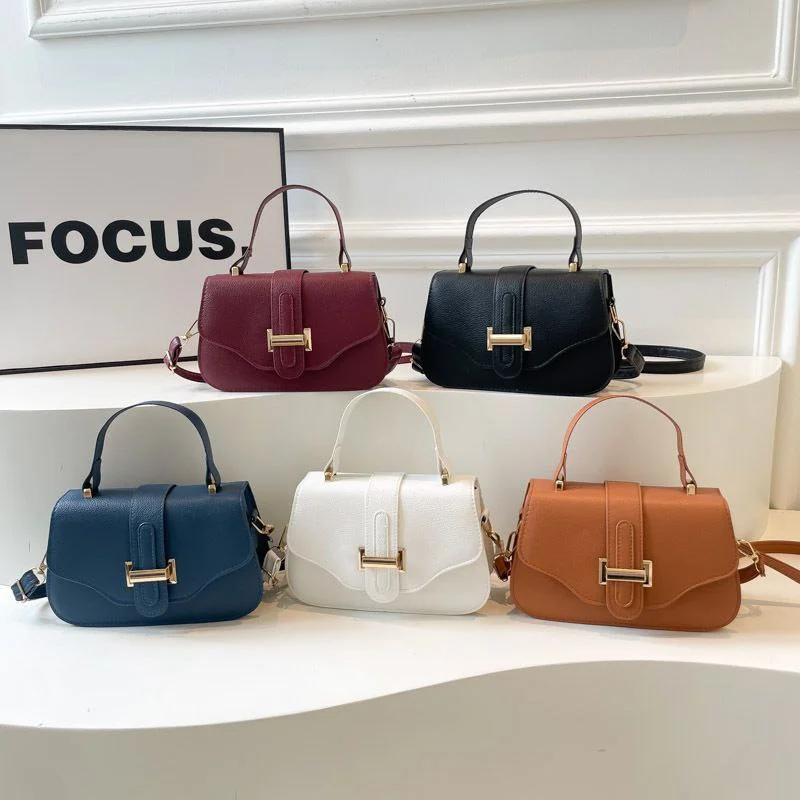 Classic Structured Satchel Handbag - Elegant Shoulder Bag with Gold Detail