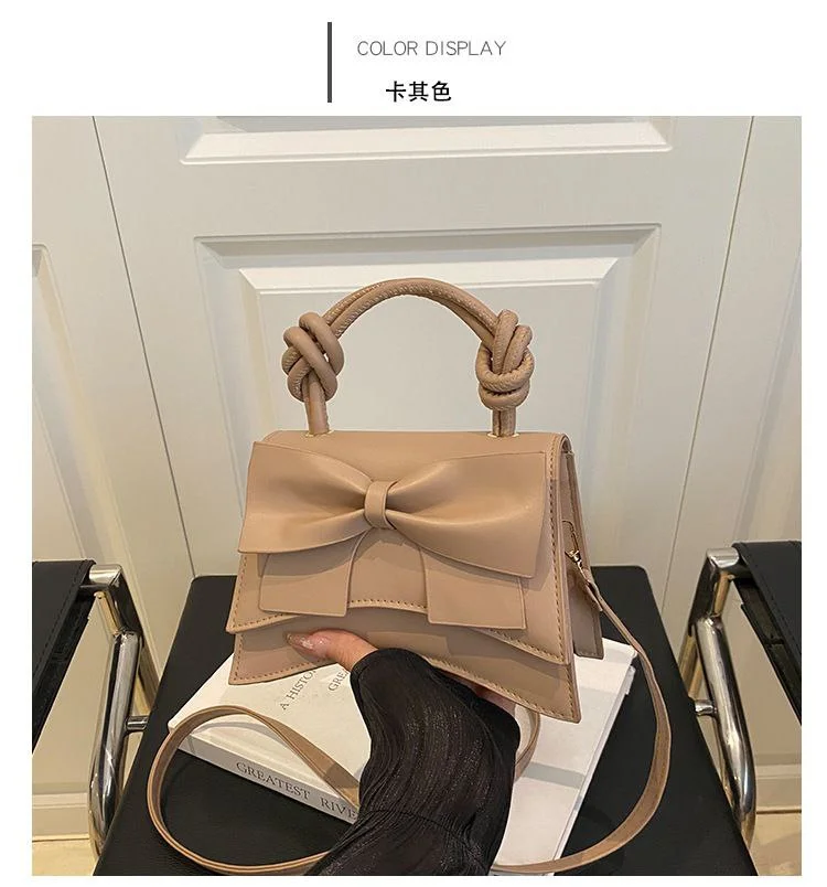 Elegant Bow-Embellished Handbag with Knotted Top Handle image 6