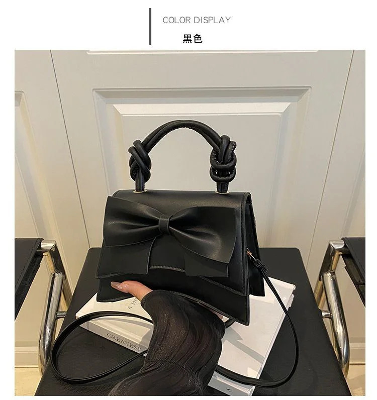 Elegant Bow-Embellished Handbag with Knotted Top Handle image 5