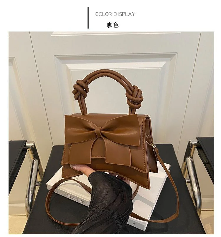Elegant Bow-Embellished Handbag with Knotted Top Handle image 3