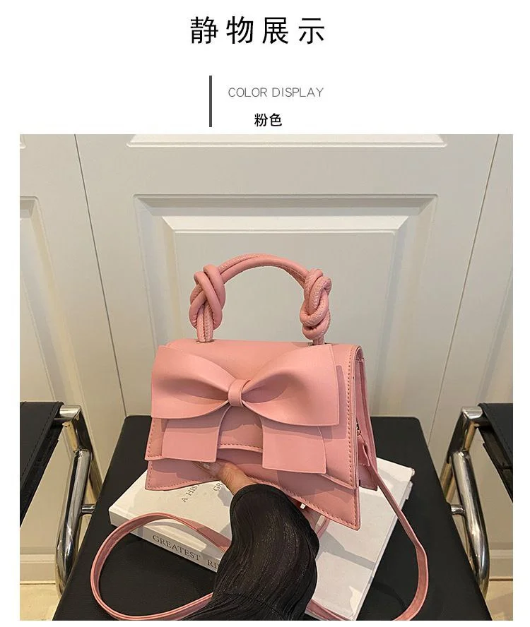 Elegant Bow-Embellished Handbag with Knotted Top Handle image 7