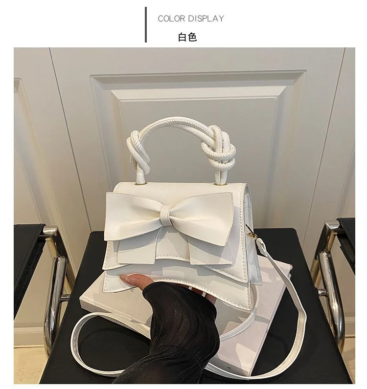 Elegant Bow-Embellished Handbag with Knotted Top Handle image 4