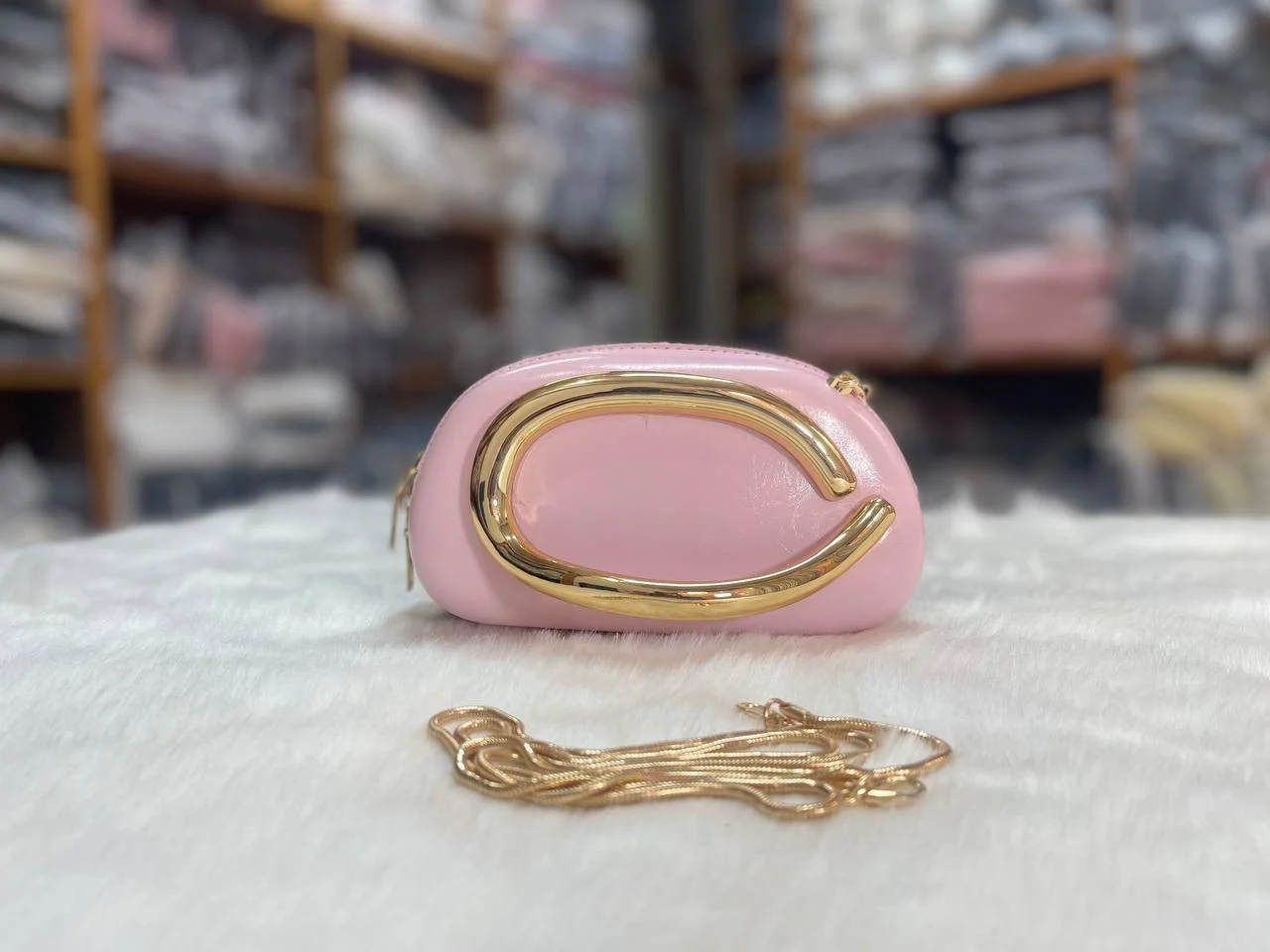 Modern Oval Clutch with Statement Gold-Tone Handle image 5