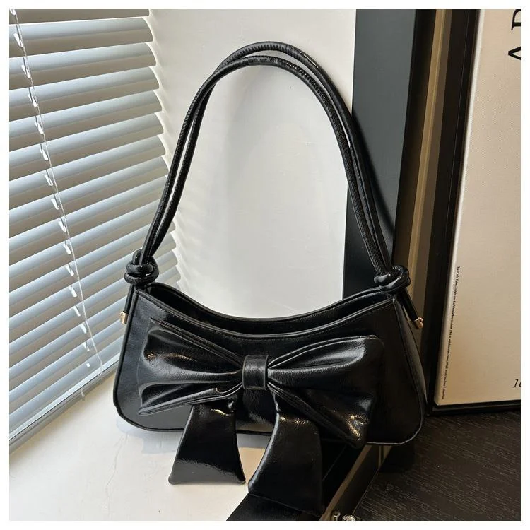 Chic Handbag with Silver Bow Detail image 4