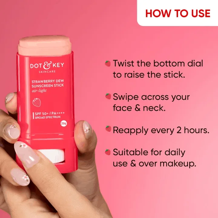 Dot & Key Strawberry Dew Sunscreen Stick SPF 50+ PA++++. image 2
