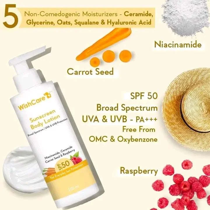 WishCare Sunscreen Body Lotion SPF 50 PA++++ | UV Protection Body Lotion image 2