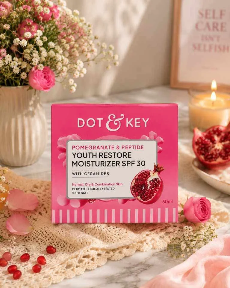 Face Moisturizer for Soft & Glowing Skin Dot & Key Pomegranate Moisturizer | Lightweight Hydrating Face Cream image 2